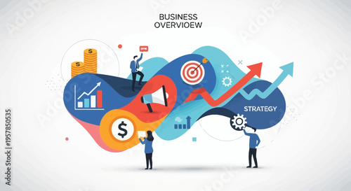 Abstract business illustration depicting strategy growth and financial goals