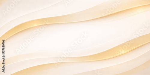 Abstract golden background vector illustration featuring smooth liquid waves of luxury silk fabric with a soft flowing satin texture and elegant gold curves