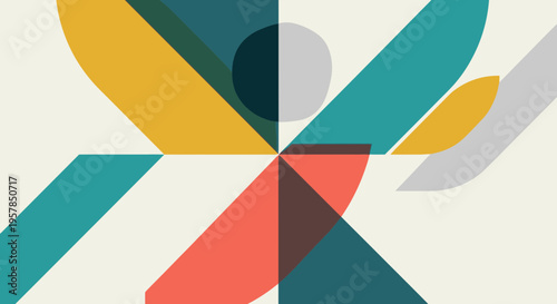 Abstract geometric figure composed of colorful shapes and forms