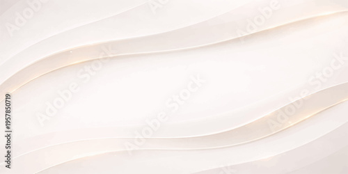 Abstract white silk waves create a smooth milk texture for a clean cosmetic moisturizer jar or glass bowl isolated on a soft cream beauty skin care background