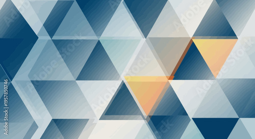 Abstract geometric triangle pattern with blue and orange hues for design