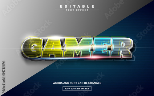 Gamer 3D editable text effect template
