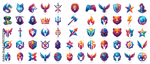 Collection of colorful symbolic logos and icons.