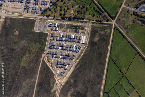 Clyde Victoria aerial view new housing subdivision with vacant land and road network