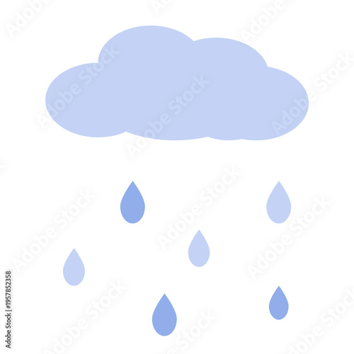 雨雲から雨が降るシンプルな天気アイコンイラスト｜雲 雨 梅雨 天候 気象