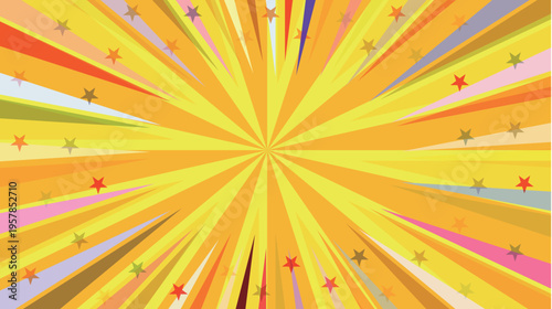 Vibrant Yellow Concentrated Starburst Comic Style Background