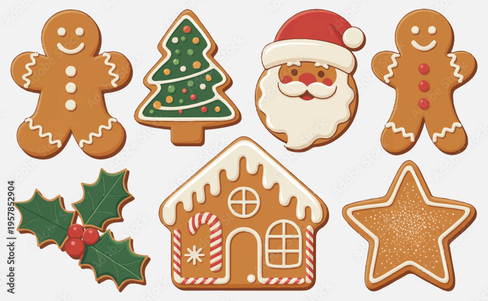 Fototapeta premium Assorted christmas gingerbread cookies