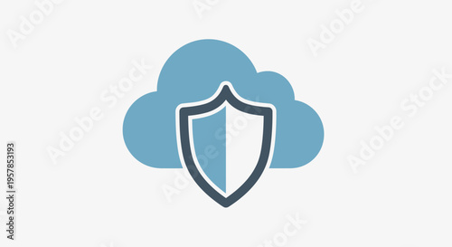 Cloud security shield icon, digital protection, data safety, secure storage