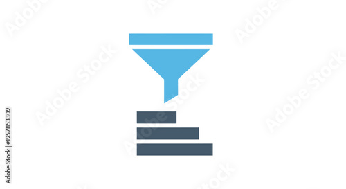 Data Filtering Process Icon - Abstract Vector Illustration