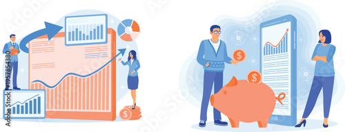 Professionals analyzing financial growth and investment strategies