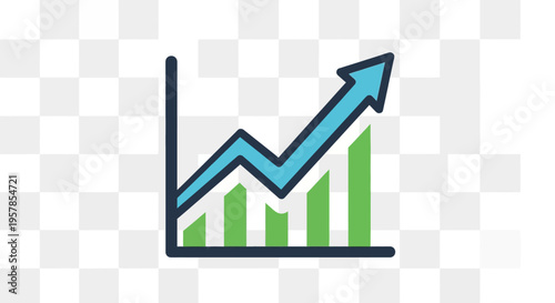 Financial Growth Chart Icon: Upward Arrow and Bar Graph