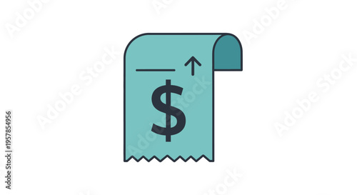 Dollar Bill Receipt Icon with Upward Arrow