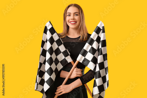 Happy young woman with raci...