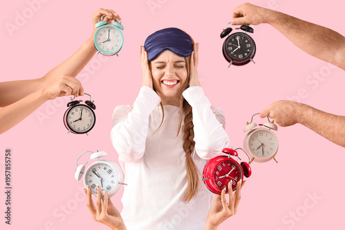 Young woman surrounded by l...