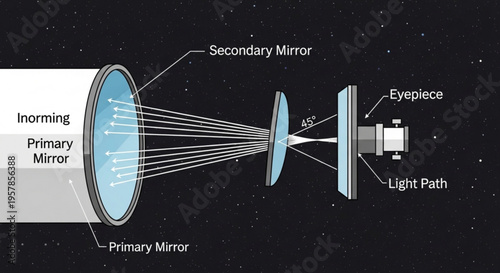 Telescope optics diagram primary and secondary mirrors light path eyepiece