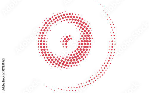 Red halftone concentric circle background. Rippled sonic wave wallpaper. Dotted radial gradient texture. Vector rasterized rough backdrop for epicenter, target, radar signal, vibration, shake concept