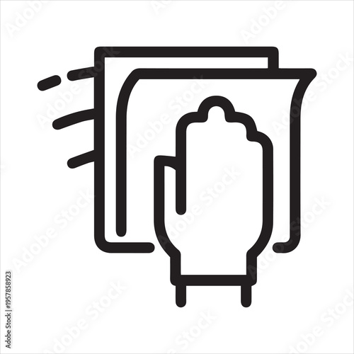 Outline Icon Hand With Wet Cleaning Wipe, Wipe Surface Dry Rag. Such Line Sign as Housekeeping Equipment, House Cleaning Service, Easy Clean With Rag. Vector Isolated Pictogram Editable Stroke.