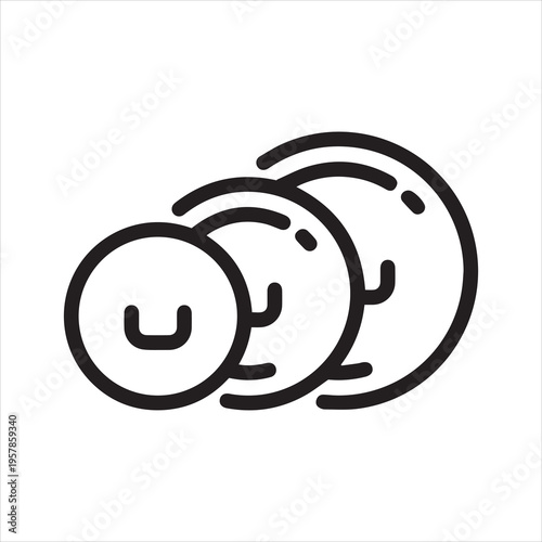 Outline Icon Three Lids Top View, Covers for Frying Pan Saucepan Pot. Such Line Sign as Kitchenware Cooking Utensils Tableware Kitchen Items For Cooking. Vector Isolated Pictogram on White Background.