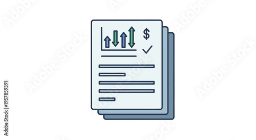 Financial Report Document with Growth Chart and Dollar Sign
