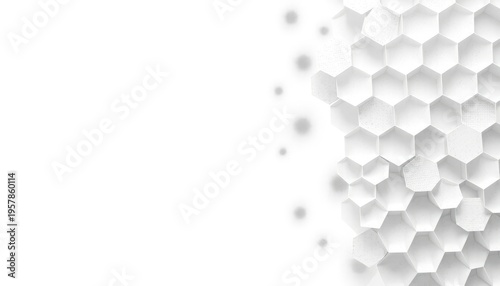 Abstract white honeycomb structure for technology and scientific presentations, suggesting progress