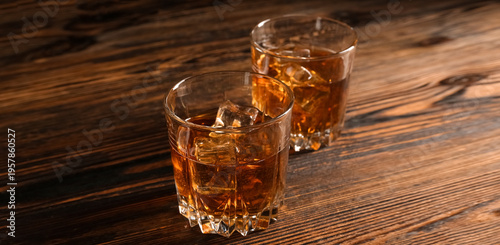Glasses of whiskey with ice...