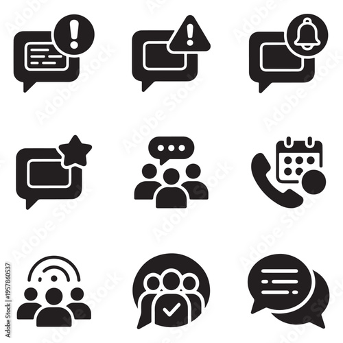 Corporate Team Messaging Icon Pack 5 – Voice and Video Call Interface Symbols