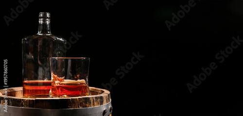 Glass and bottle of cold wh...