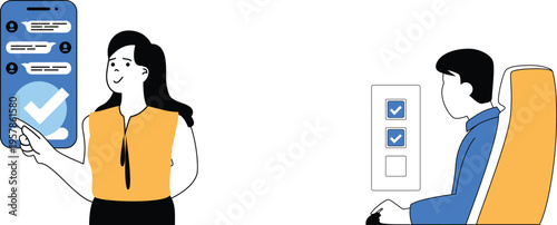 Digital survey process with feedback and responses being reviewed