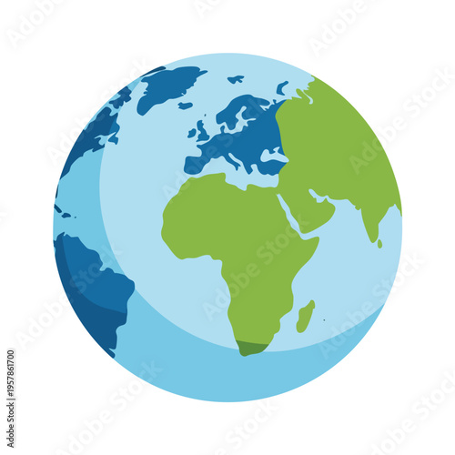 A simplistic illustration of planet Earth showing Africa, Europe, and parts of Asia