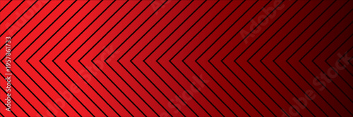 Red arrows background. Abstract triangle gradient wallpaper. Repeated arrow stripes backdrop for flyer, banner, poster, presentation. Thin to thick linear game or sport texture. Vector masculine bg