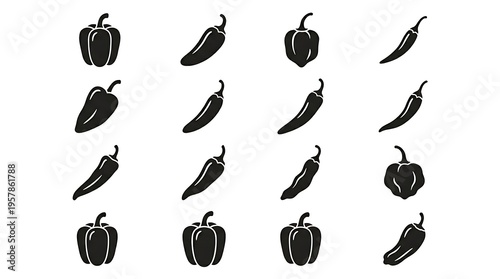Black pepper icons on white.