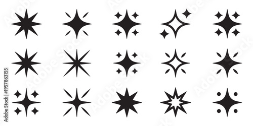 Sparkle icon set, shine effect star, light and clean symbols for product glow, vector illustration