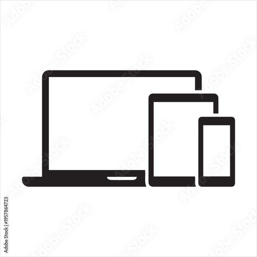 Responsive design laptop, tablet and smartphone screen icon