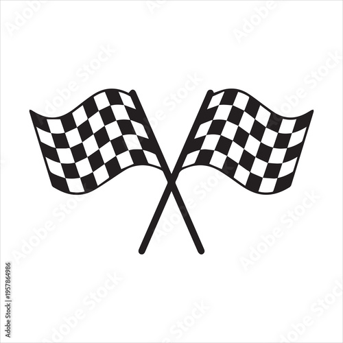 Checkered or chequered flag for car racing flat vector icon for sports apps and websites