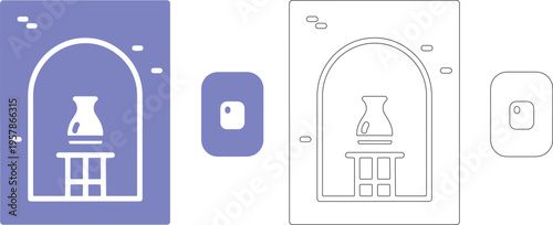 Arched niche with vase and pedestal symbol