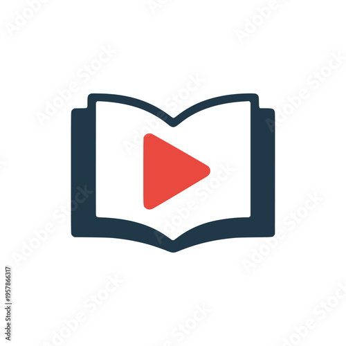 online play book logo flat color vector illustration template design