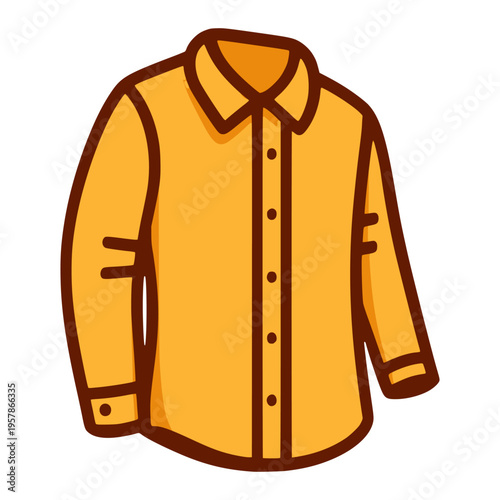cartoon yellow formal shirt fashion flat color vector illustration template design