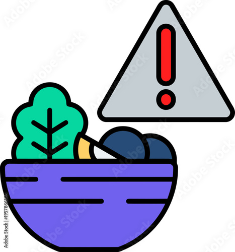 Warning Toxic Food Bowl Icon.