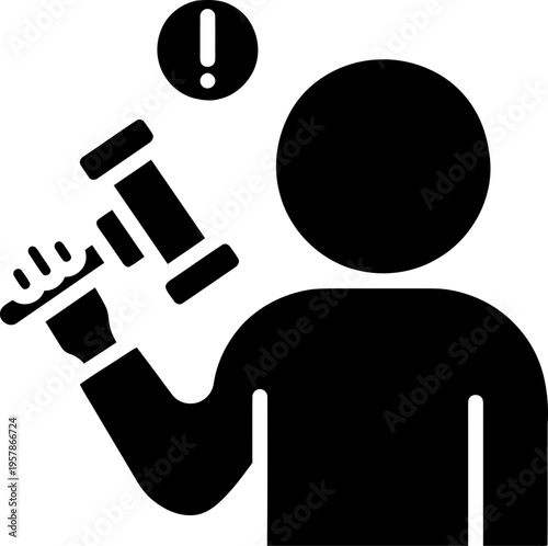 Person Holding Gavel with Exclamation.