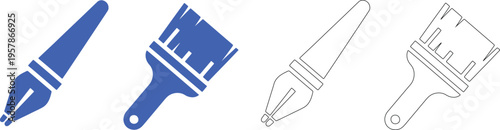 Blue and outline paint brush angled tool white