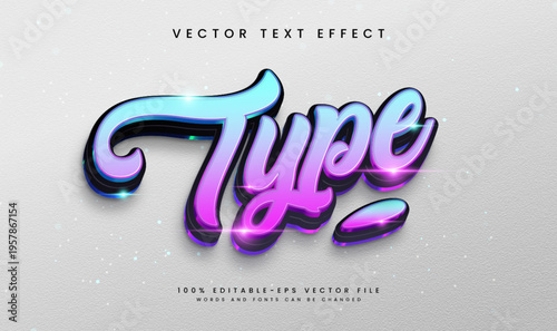 Neon Type Colorful Editable Vector Text Effect. Modern Elegant theme.