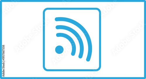 Blue Wi-Fi Signal Icon in Square Frame
