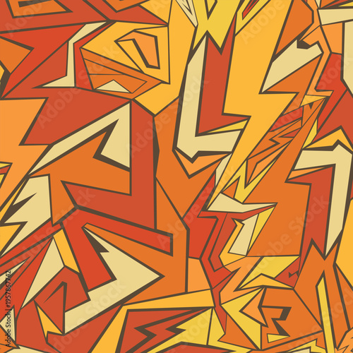 Abstract background of triangle geometric shapes. Mosaic yellow orange color. Racing pattern banner.