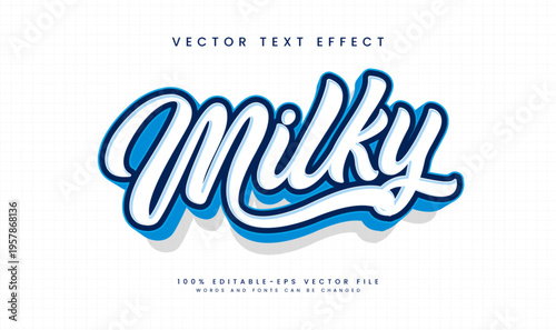 Minimalist White Milky, Editable Vector Tex Effect. Suitable For Milky Cream.