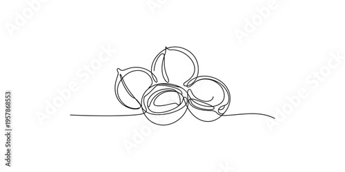 Continuous line drawing of a group of lemons on a surface citrus fruit still life