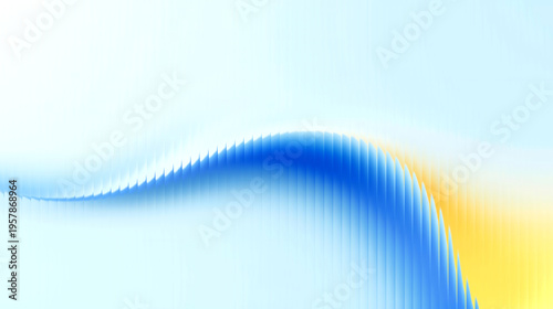 A vibrant abstract wave of blue and yellow hues on a light background