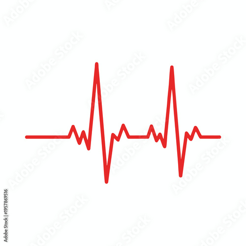 A simple red electrocardiogram line graph on a white background