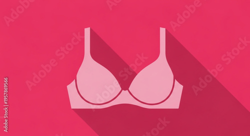 A simple pink bra illustration with long shadow on a pink background