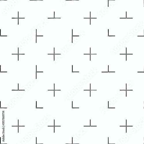 Monochrome pattern of intersecting lines forming plus signs and L-shapes