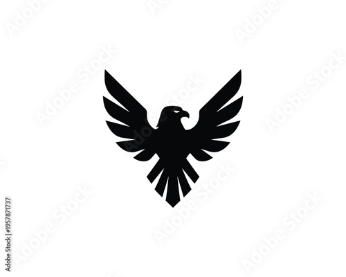 Eagle silhouette spreading wings minimalist athletic branding mark